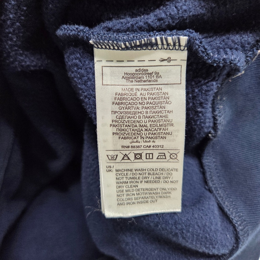 Adidas Originals Trefoil Hoodie Pullover Men Large Navy Blue Embroidered Logo - Picture 4 of 8